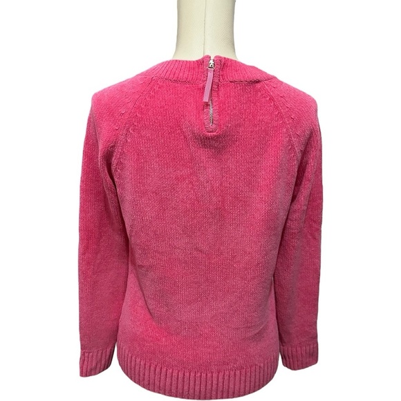 103 Talbots | EUC Jordan Chenille Crew Neck Sweater - Bright Pink, SP (Small P) - Picture 3 of 10